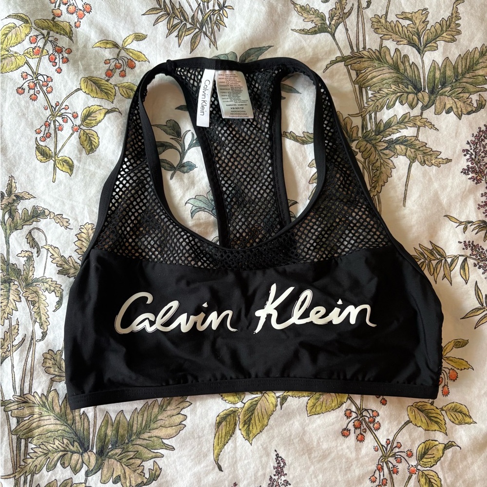 CALVIN KLEIN - Black Mesh Swim Bikini Top!
